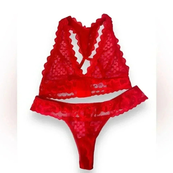 NWOT Mapale Nordstrom Heart Print Lingerie Set S/M - Picture 1 of 5
